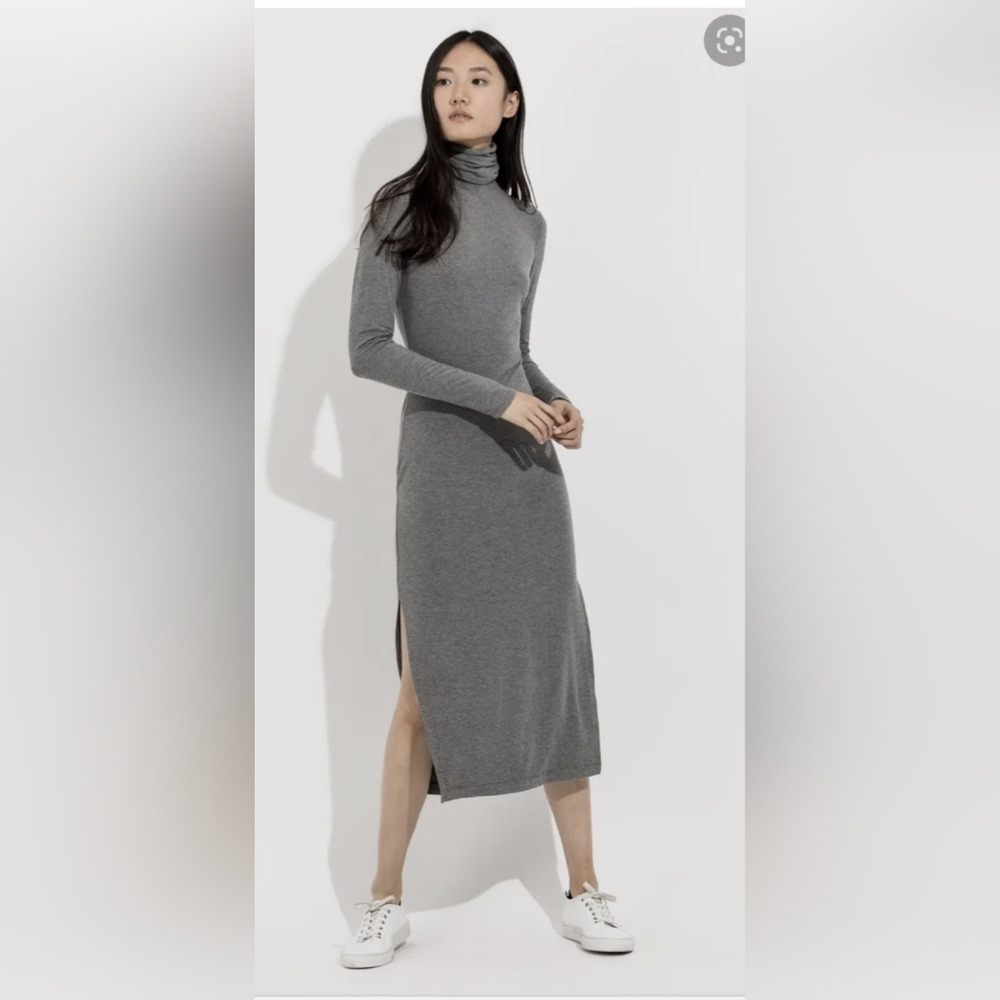 Kit and Ace Turtleneck Ellis Midi Dress Gray